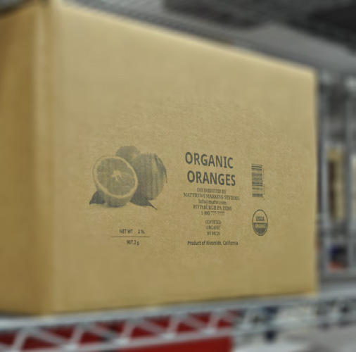  Direct carton printing of barcode, custom graphics, and text on a corrugated box, secondary packaging 